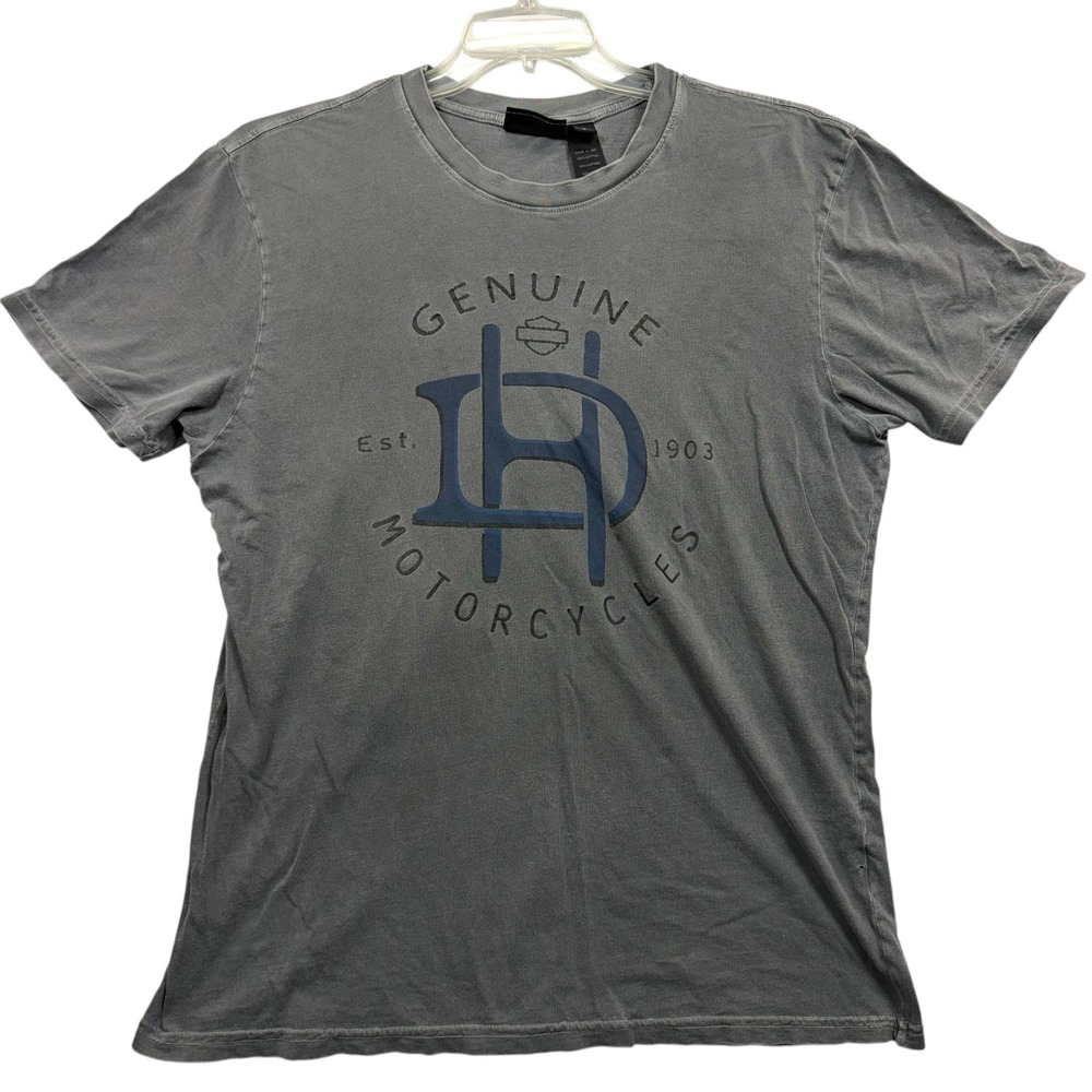 Harley-Davidson T-Shirt Mens L Grey Genuine Motorcycles Graphic USA Made